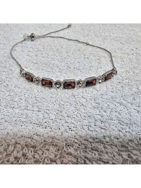Women's STUDIO 1886 Silver and Brown Crystal Bolo Bracelet, One Size